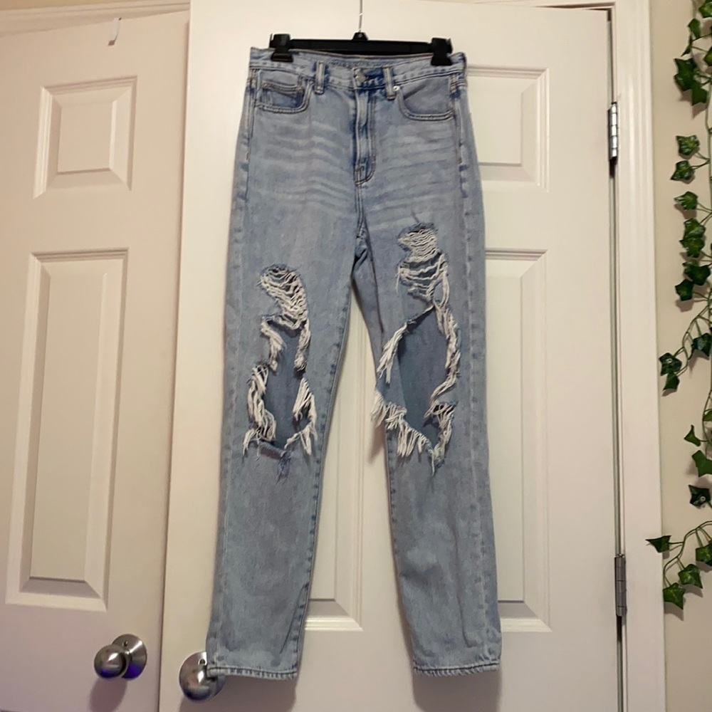 american eagle high waist ripped jeans